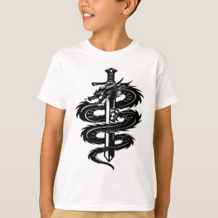 T-shirt Style de tatouage d'épée enveloppée de dragon