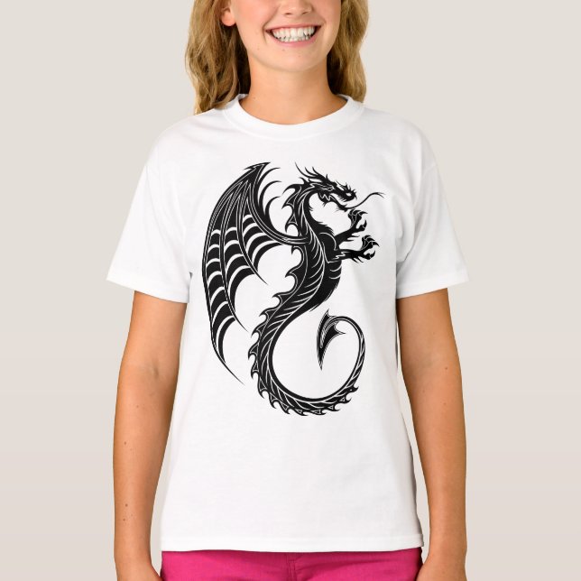 T-shirt Style de tatouage en forme de dragon noir (Devant)