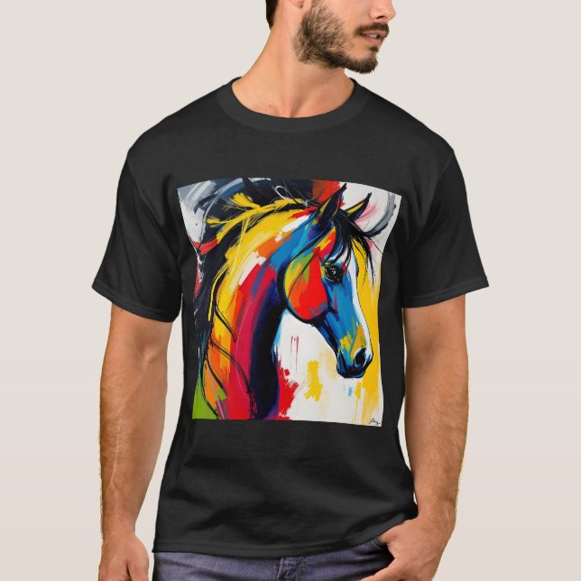 T-shirt Style des années 1960 Cheval Abstrait Super (Devant)