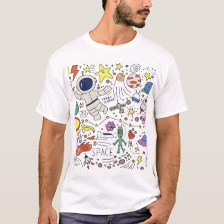 T-shirt Style Doodle, illustration du thème spatial.