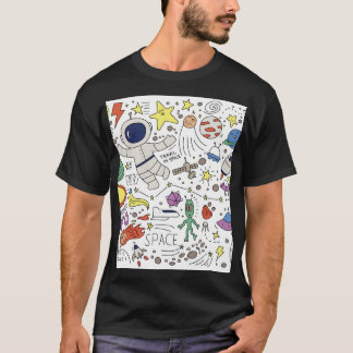 T-shirt Style Doodle, illustration du thème spatial.