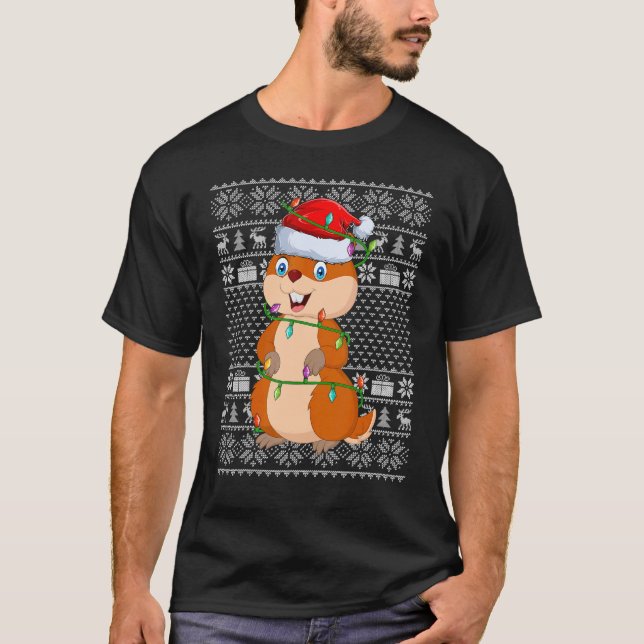 T-shirt Style Doux moche Jumeaux Lumières Père Noël Gopher (Devant)