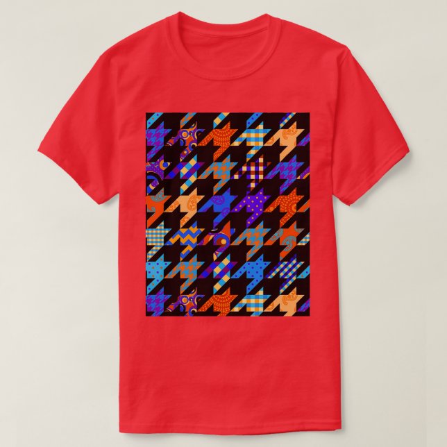 T-shirt Style graphique Houndstooth Patchwork (Design devant)
