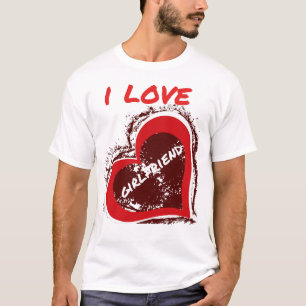 T-shirt Style Grunge J'aime ma copine Design de cœur