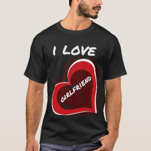 T-shirt Style Grunge J'aime ma petite amie Design de cœur