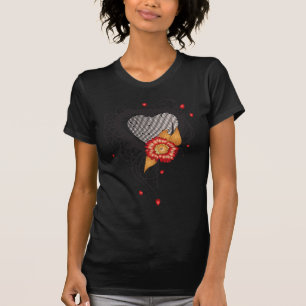T-shirt Style Grunge Noir Coeur et Fleur