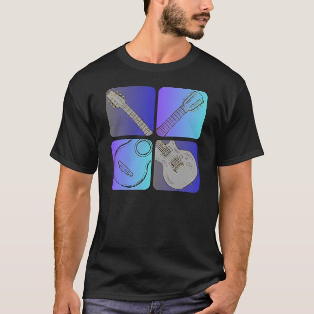 T-shirt Style guitare Cool design musicien (Devant)