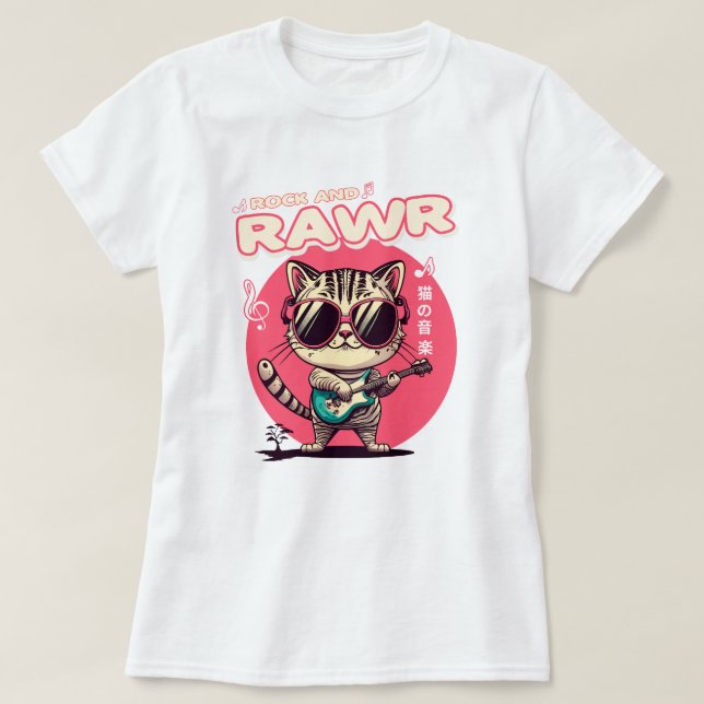 T-shirt Style japonais Rock Cat Tee (Design devant)