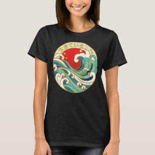 T-shirt Style Japonais Skatewear Beach Waves Sunset For Th