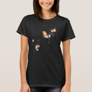 T-shirt Style japonais Vintage Ukiyo e Red bird Cherry blo