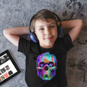 T-shirt Style Masque de Mort Hyper Couleur Crâne Noir de l