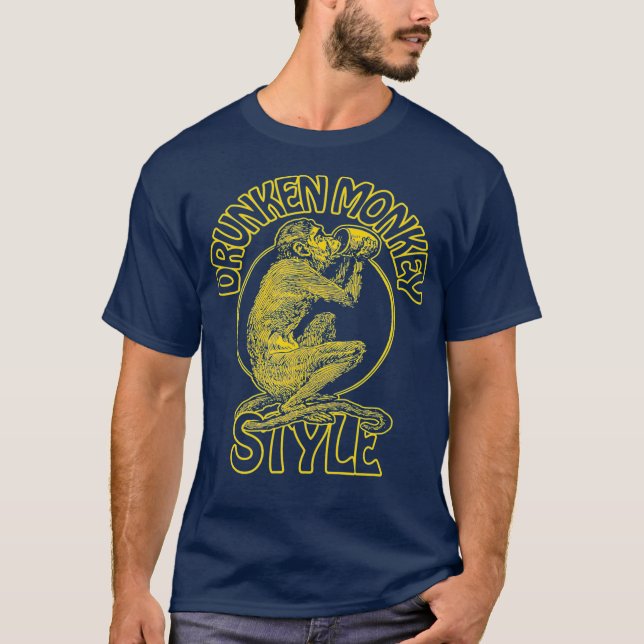 T-shirt STYLE MONKEY DRUNKEN KUNG FU BOXING les années 70  (Devant)