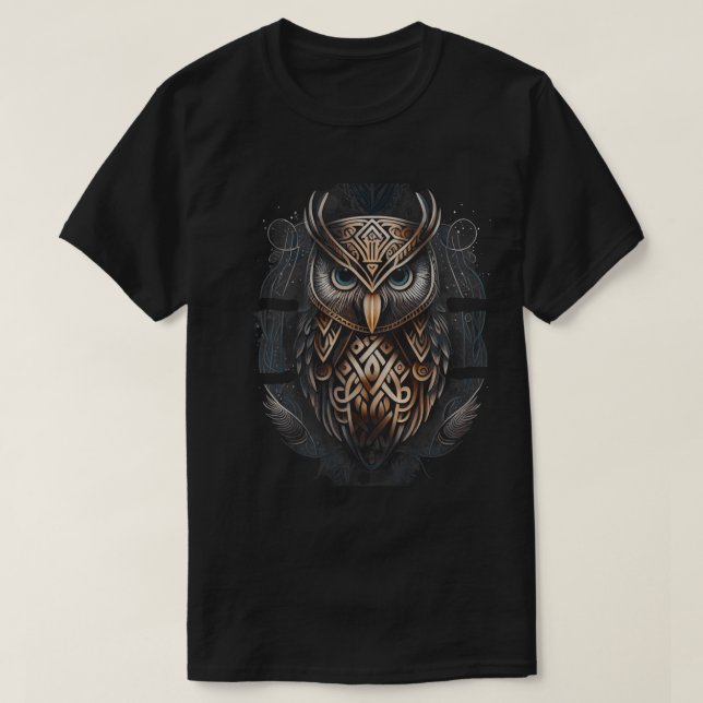 T-shirt Style Norse Viking Owl Tattoo Animal sauvage (V.2) (Design devant)