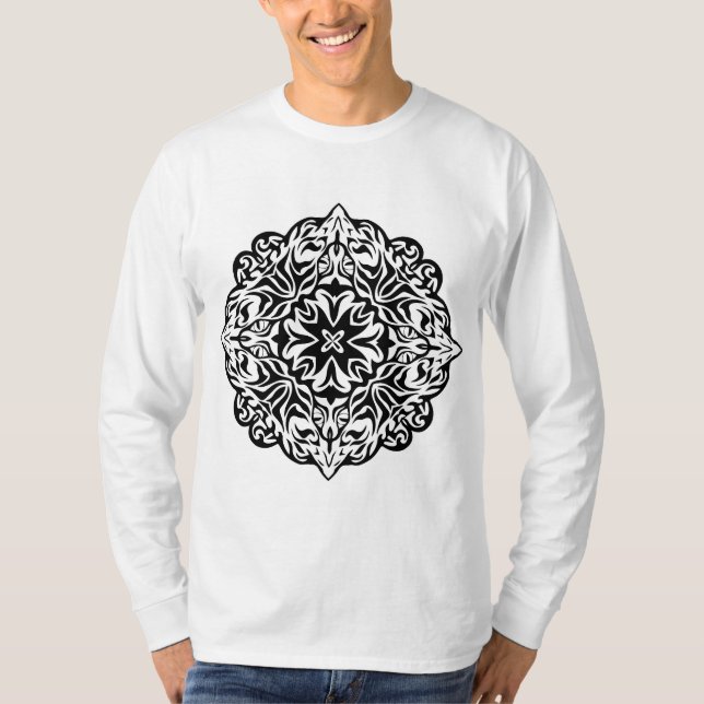 T-shirt Style polynésien abstrait tatouage mandala noir (Devant)