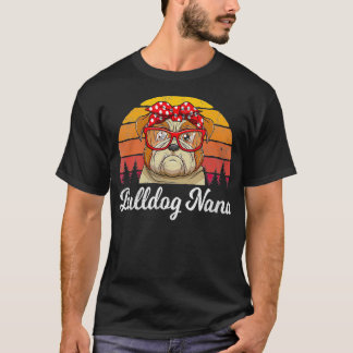 T-shirt Style Rétro Anglais Bulldog Nana Chiens Lover Drôl