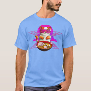 T-shirt Style Retro Cat Ramen Kawaii Cute Chonk Neko 80s