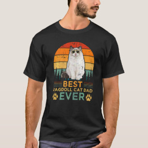 T-shirt Style Rétro Meilleur Ragdoll Chat Papa Jamais Père