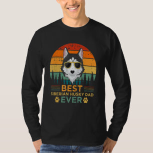 T-shirt Style Rétro Mens Meilleur Sibérie Husky Papa Jamai