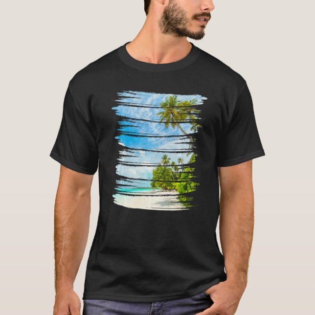 T-shirt Style Rétro Plage Tropicale Sunset Island Palm Tre (Devant)