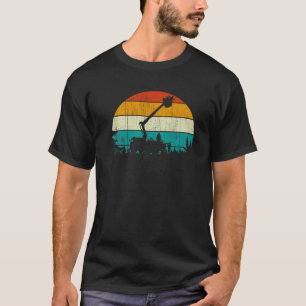 T-shirt Style Rétro vintage Coucher de soleil Grues Arbre