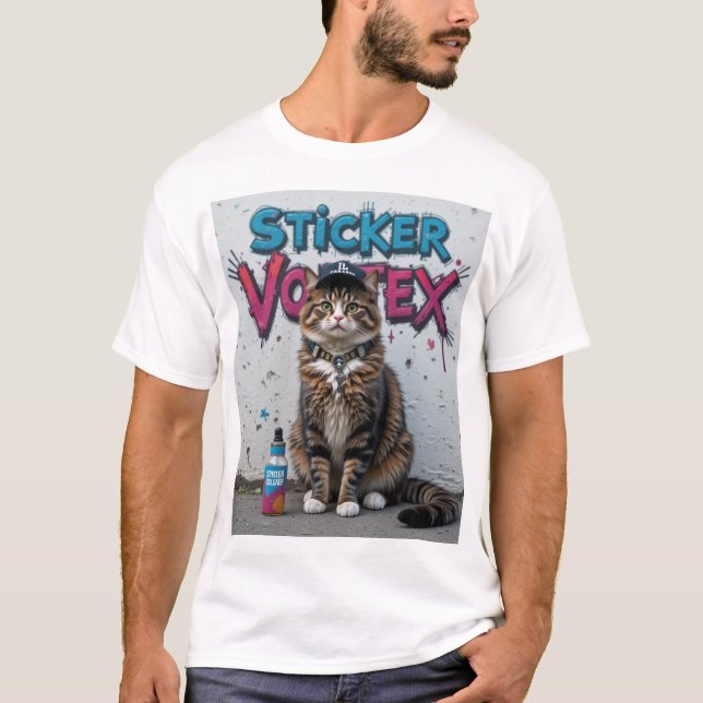 T-shirt Style urbain de rue Cool Chat Graffiti Design de c (Devant)