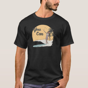T-shirt Style vintage Retro Palm Tree Sea Wave Summer Girl