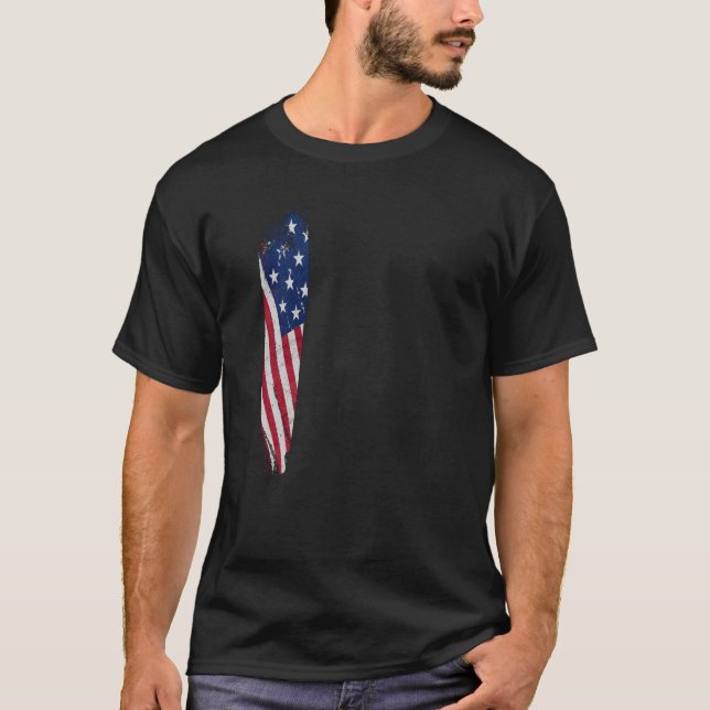 T-shirt Style Vrai Couleurs Drapeau Amérique (Devant)