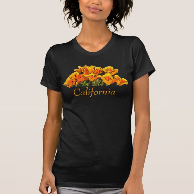 T-shirt Stylisé California Poppy Art, texte "Californie" (Devant)