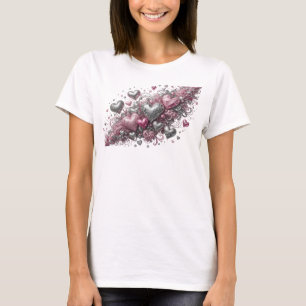 T-shirt Stylisé Rose L'AMOUR EST DANS L'AIR Texte 3D Art