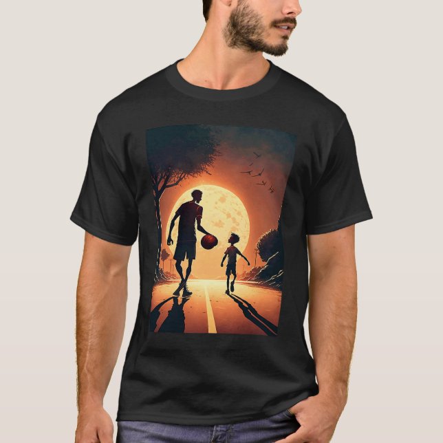 T-shirt Stylish Basketball Enthusiasts Father and Son Play (Devant)