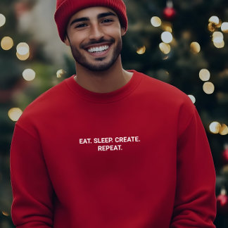 T-shirt Stylish Men Red Eat Sleep Créer Slogan Répéter