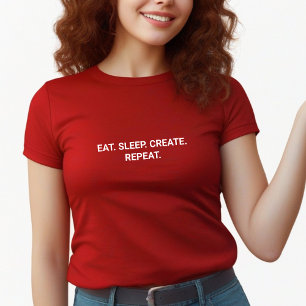 T-shirt Stylish Red Eat Sleep Créer Slogan Répéter
