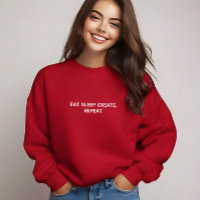 Stylish Red Eat Sleep Créer Slogan Répéter