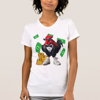 T-shirt Stylish Rooster with Money and Sunglasses