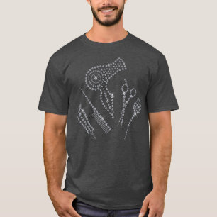 T-shirt Styliste de cheveux Salon Apron Rhinestone Ciseau 