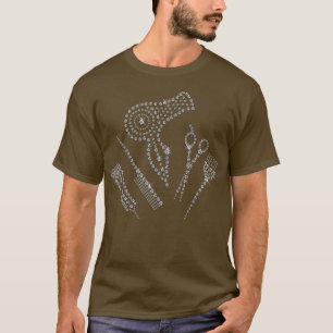 T-shirt Styliste de cheveux Salon Apron Rhinestone Ciseau