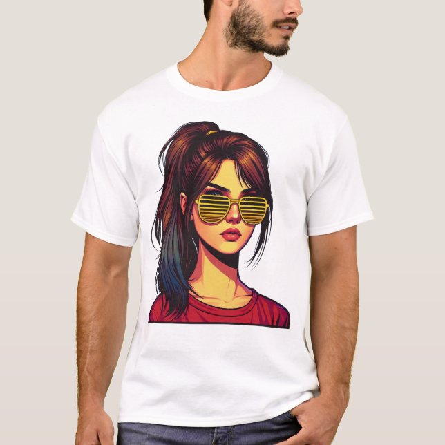 T-shirt Stylized Girl Portrait (Devant)