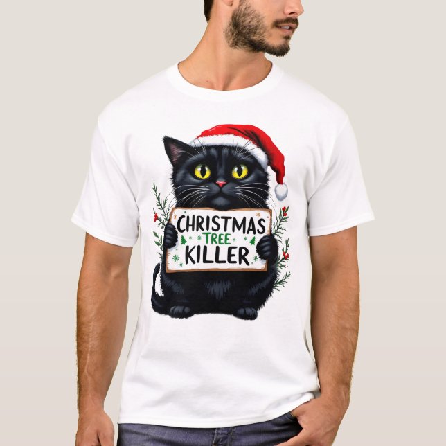 T-shirt Sublimation de chat de Noël amusante (Devant)