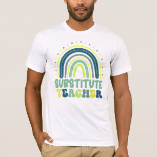 T-shirt Substituer professeur boho arc-en-ciel rétro bleu 