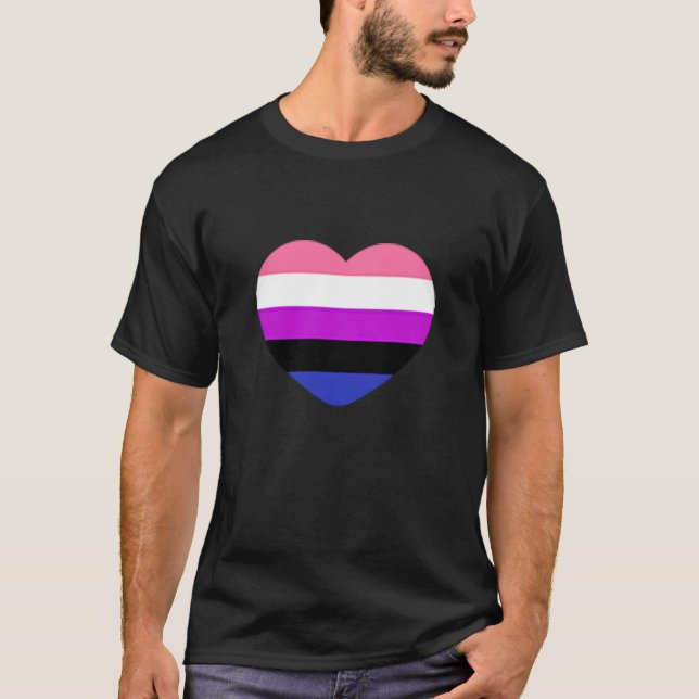 T-shirt Subtle Genderfluid Flag Tiny Heart Gay Pride Month (Devant)