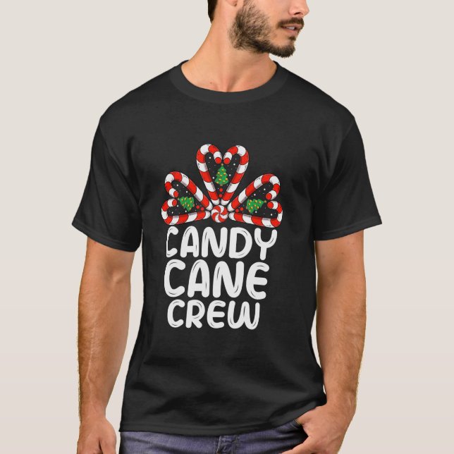 T-shirt Sucre de canne Crew Funny Matching Christmas Candy (Devant)