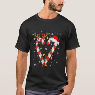 T-shirt Sucre de canne Crew Père Noël Feux de Noël Jours d