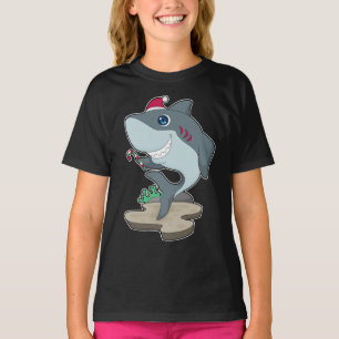 T-shirt Sucre de canne de Noël aux requins