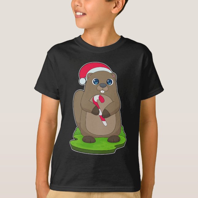 T-shirt Sucre de canne de Noël Beaver (Devant)