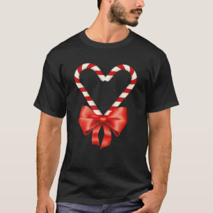 T-shirt Sucre de canne De Noël Coeur Pour Enfants Hommes
