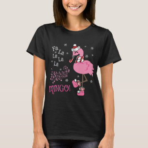 T-shirt Sucre de canne de Noël Cute Fa La MINGO Flamant ro