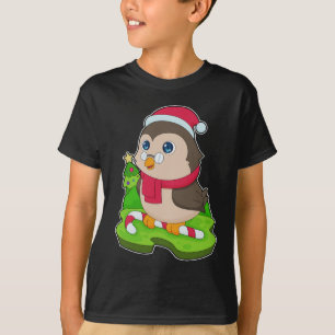 T-shirt Sucre de canne de Noël de hibou