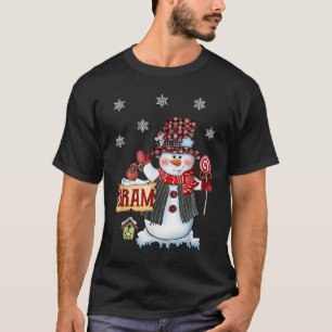 T-shirt Sucre de canne de Noël Gram Snowman Red Plaid Père
