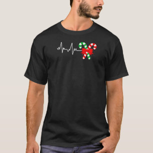 T-shirt Sucre de canne de Noël Heartbeat Joyeux Noël San
