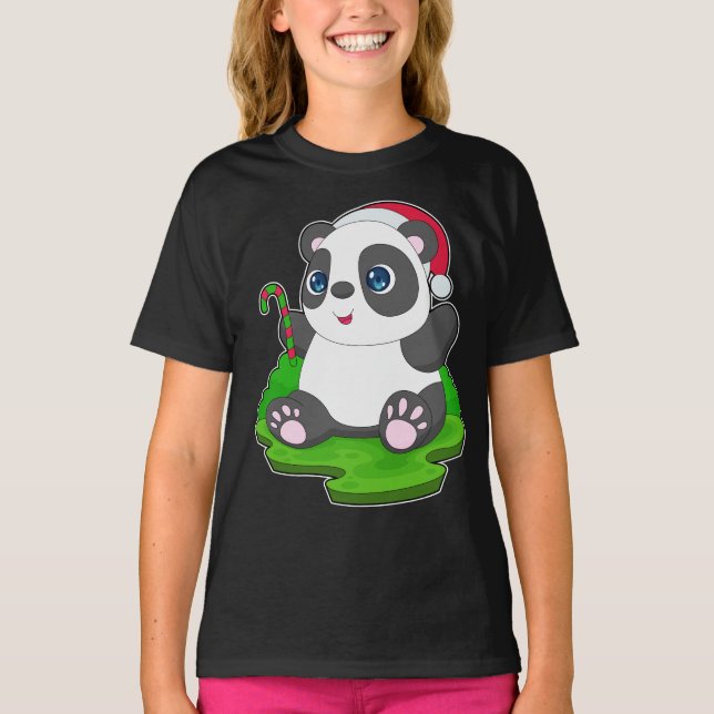 T-shirt Sucre de canne de Noël Panda (Devant)